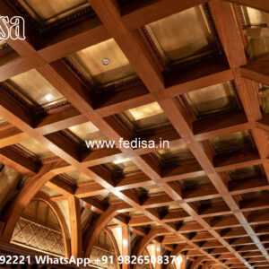Wooden Classic Ceiling Design False Ceiling For Bedroom With Fan No-9365