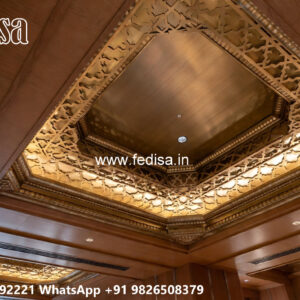 Wooden Classic Ceiling Design L Shaped False Ceiling No-9400