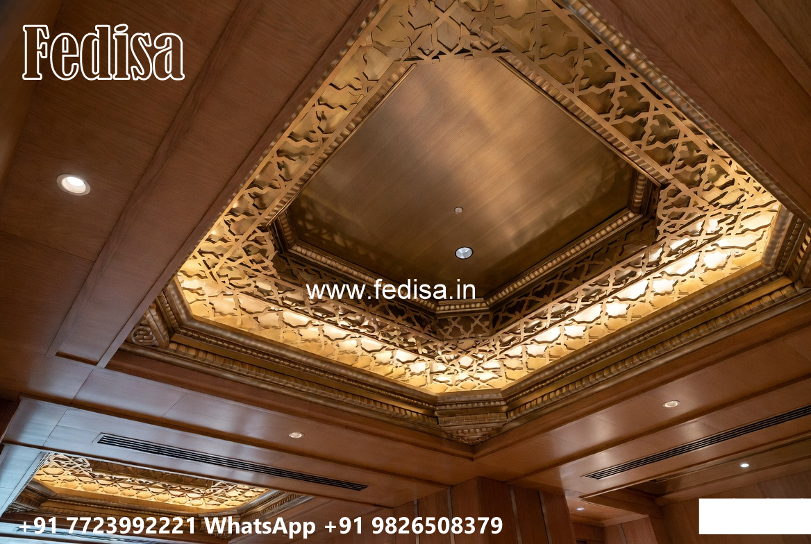 Wooden Classic Ceiling Design L Shaped False Ceiling No-9400