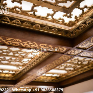 Wooden Classic Ceiling Design False Ceiling With 2 Fans No-9422