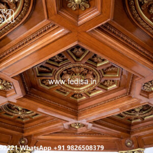 Wooden Classic Ceiling Design False Ceiling Dining Hall No-9441