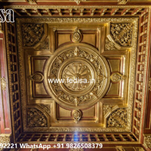 Wooden Classic Ceiling Design False Ceiling Above Dining Table No-9590