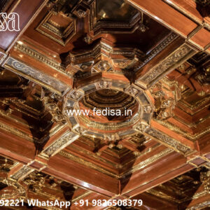 Wooden Classic Ceiling Design Bedroom False Ceiling With Fan No-9625