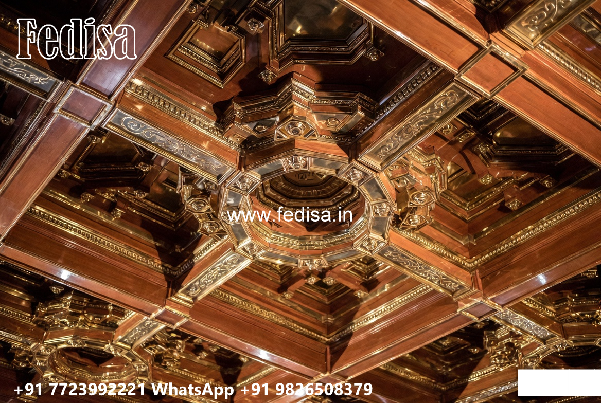 Wooden Classic Ceiling Design Bedroom False Ceiling With Fan No-9625