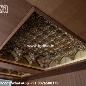 Wooden Classic Ceiling Design False Ceiling For Living Room With Fan No-9684