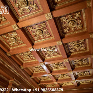 Wooden Classic Ceiling Design Gypsum False Ceiling Bedroom No-9804