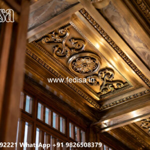 Wooden Classic Ceiling Design Jali Cutting False Ceiling No-9814