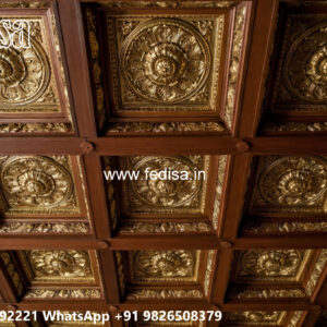 Wooden Classic Ceiling Design Pop Ceiling With 2 Fans No-9827