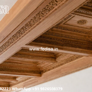 Wooden Classic Ceiling Design False Ceiling With Fan And Chandelier No-9832