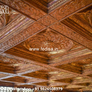 Wooden Classic Ceiling Design False Ceiling For 2 Fans No-9877