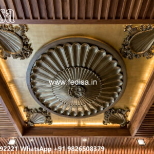 Wooden Classic Ceiling Design Pop Plus Minus Design For Porch No-9954