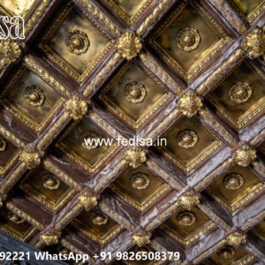 Wooden Classic Ceiling Design Pop Tv Design No-10050