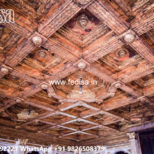Wooden Classic Ceiling Design Pop Design With Color No-10196