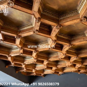 Wooden Classic Ceiling Design Pop Color Design For Hall No-10198