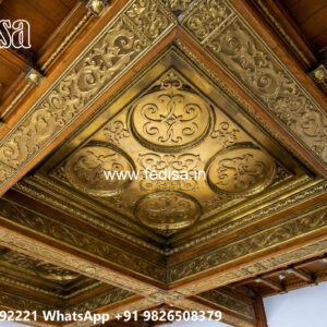 Wooden Classic Ceiling Design Pop Fan Box Design No-10221