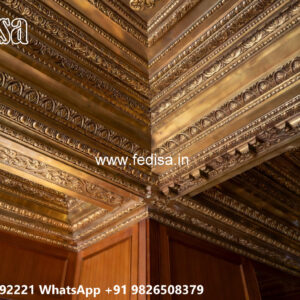 Wooden Classic Ceiling Design False Ceiling Design For Living Room With Two Fans No-10223