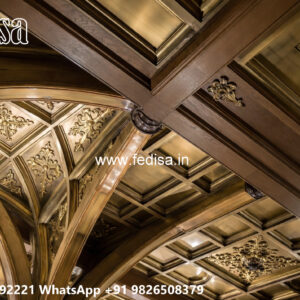Wooden Classic Ceiling Design Corner Pop Design No-10229