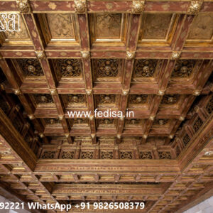 Wooden Classic Ceiling Design Pop Design For Lobby Two Fan Plus Minus No-10233
