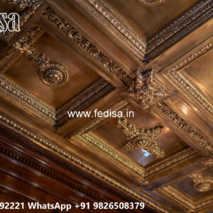 Wooden Classic Ceiling Design Pop Ceiling Design With 2 Fans No-10236