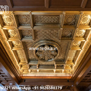 Wooden Classic Ceiling Design Simple False Ceiling Design For Hall With 2 Fans No-10265