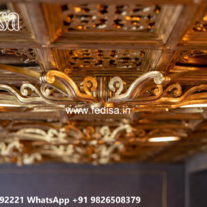 Wooden Classic Ceiling Design L Shape Pop Design No-10305