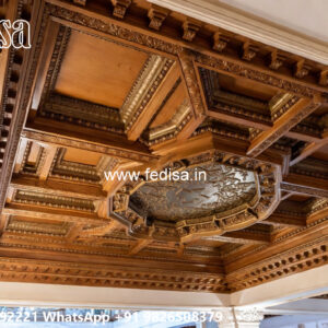 Wooden Classic Ceiling Design Guest Room Pop Design No-10328