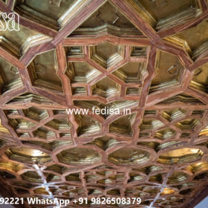 Wooden Classic Ceiling Design Pop Design Hall 2 Fan No-10346