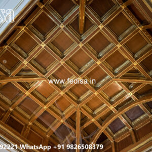 Wooden Classic Ceiling Design Pop Plus Minus Design For Balcony No-10387