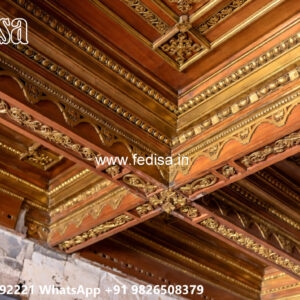 Wooden Classic Ceiling Design False Ceiling Design With Two Fans No-10390