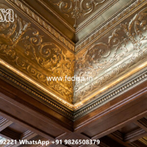Wooden Classic Ceiling Design Double Fan False Ceiling Design No-10394