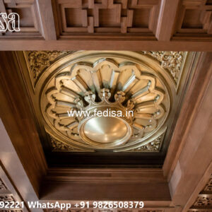 Wooden Classic Ceiling Design 3d Pop Design For Hall No-10420