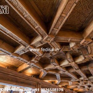 Wooden Classic Ceiling Design L Shape Hall False Ceiling Design No-10426