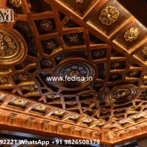 Wooden Classic Ceiling Design Pop Wall Design For Hall No-10522