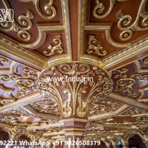 Wooden Classic Ceiling Design Pop Glass Design No-10532