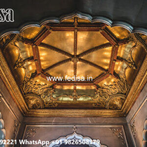 Wooden Classic Ceiling Design Pop Design For Guest Room No-10550