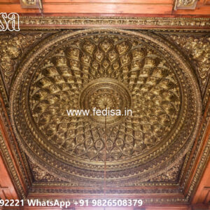 Wooden Classic Ceiling Design Lobby Pop Design Latest No-10552
