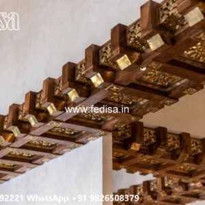 Wooden Classic Ceiling Design Pop Design For Cloth Shop No-10586