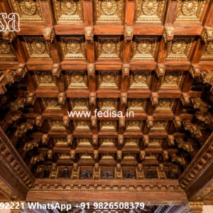 Wooden Classic Ceiling Design Swastik Pop Design No-10588