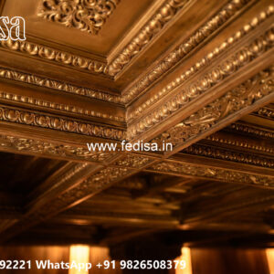 Wooden Classic Ceiling Design Pop In Bedroom Design No-10634