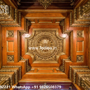 Wooden Classic Ceiling Design Balcony Pop Plus Minus Design No-10673