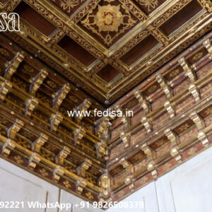 Wooden Classic Ceiling Design Pop Design For Fan Box No-10714