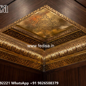Wooden Classic Ceiling Design False Ceiling Design With 2 Fans No-10731