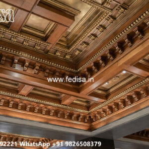 Wooden Classic Ceiling Design Pop Design For Lobby Plus Minus No-10776