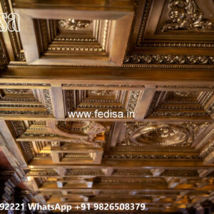 Wooden Classic Ceiling Design Pop Tv Panel Design No-10823