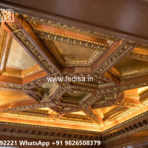 Wooden Classic Ceiling Design Pop Flower Design On Wall No-10862