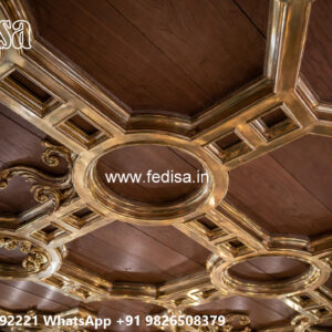Wooden Classic Ceiling Design Pop Plus Minus Design For Mandir No-10907