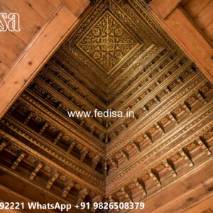 Wooden Classic Ceiling Design Pop Sitting Room Design No-10924