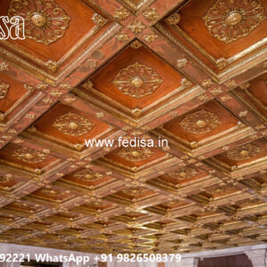 Wooden Classic Ceiling Design Ceiling Design With Two Fans No-10930