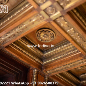 Wooden Classic Ceiling Design Pop Design Corner No-10931