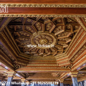 Wooden Classic Ceiling Design Guest Room Pop Design Plus Minus No-10974